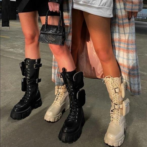 Black Combat Boots with Removable Pouches - Picture 10 of 13